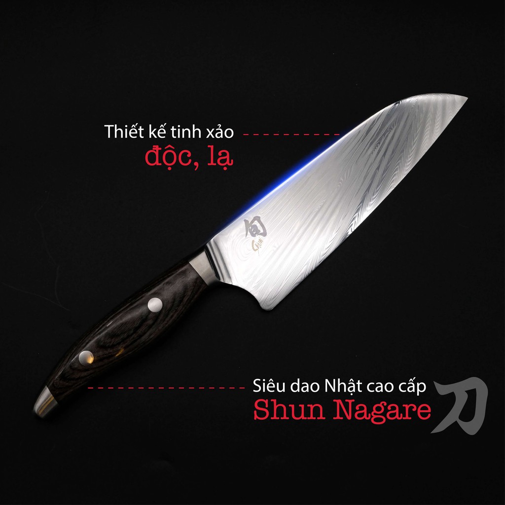 Dao bếp Nhật cao cấp KAI Shun Nagare Santoku - Dao thái 3 trong 1 NDC0702