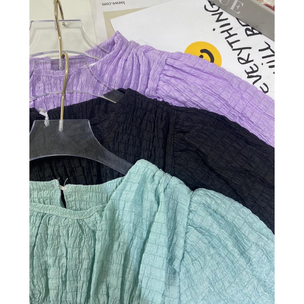 Váy đũi xốp cổ tròn xếp tầng cộc tay V683 SUSTORE