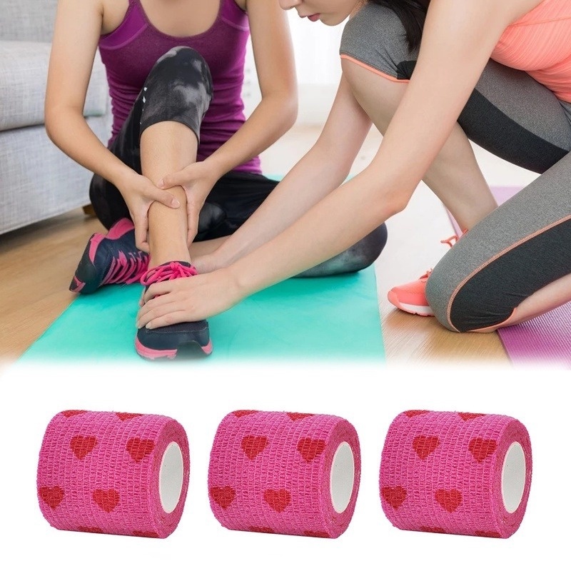 Băng Quấn Khớp Ngón Tay Co Giãn Tự Dính Bằng Vải Không Dệt In Họa Tiết Trái Tim