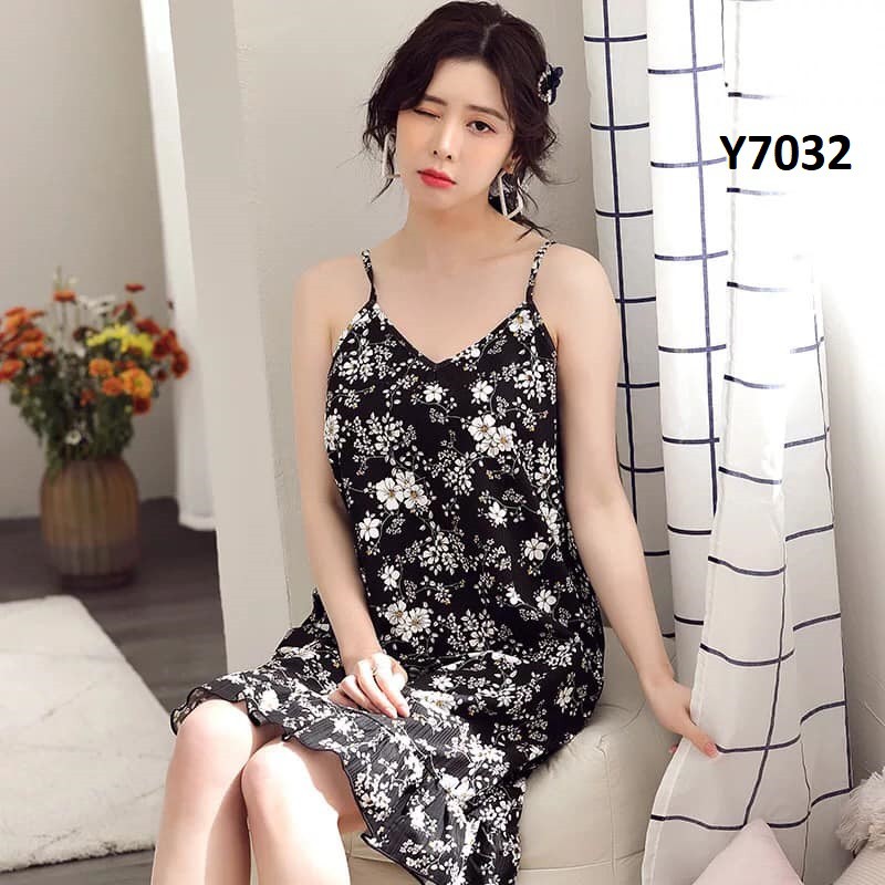 Y718619 - Đầm mặc nhà hai dây nữ hàng nhập - giá 140k