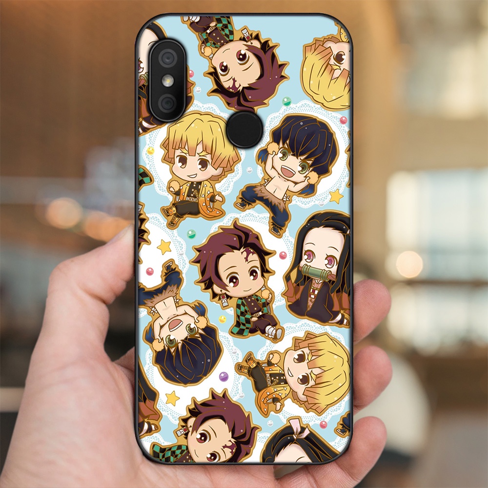Ốp lưng Xiaomi Redmi 6 Pro, Mi A2 Lite viền đen in hình Zenitsu Kimetsu no Yaiba