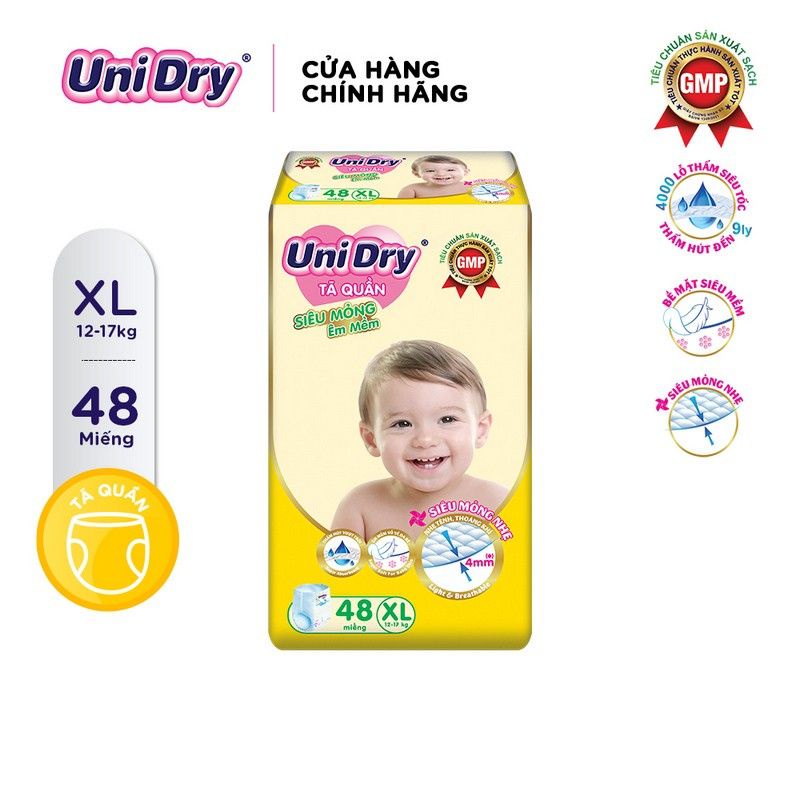 (SIÊU MỎNG) Tã Quần Siêu Mỏng Unidry M60 L54 XL48 XXL44