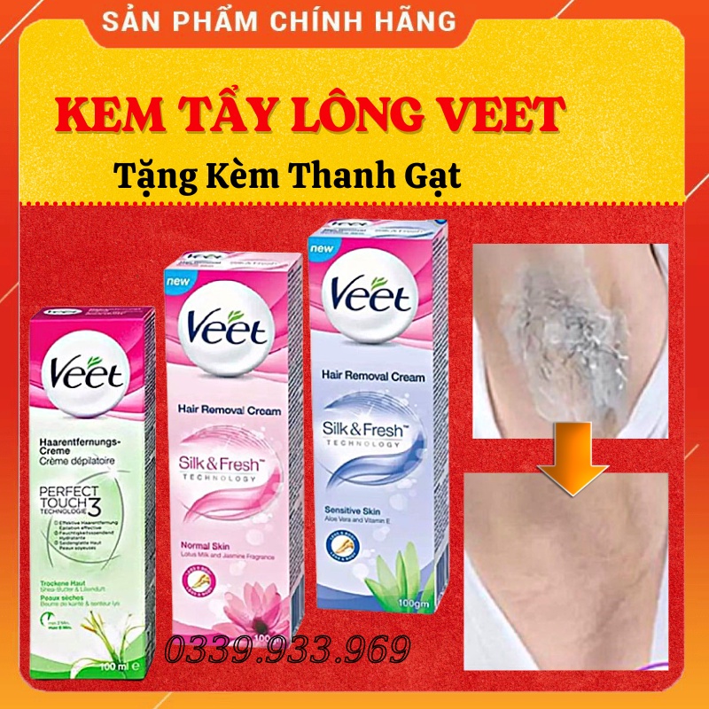 Kem Tẩy Lông Veet 100Ml - Tẩy Lông Tay, Tẩy Lông Chân, Tẩy Lông Nách Hiệu Quả - Thành Phần Tự Nhiên Cho Da Nhạy Cảm