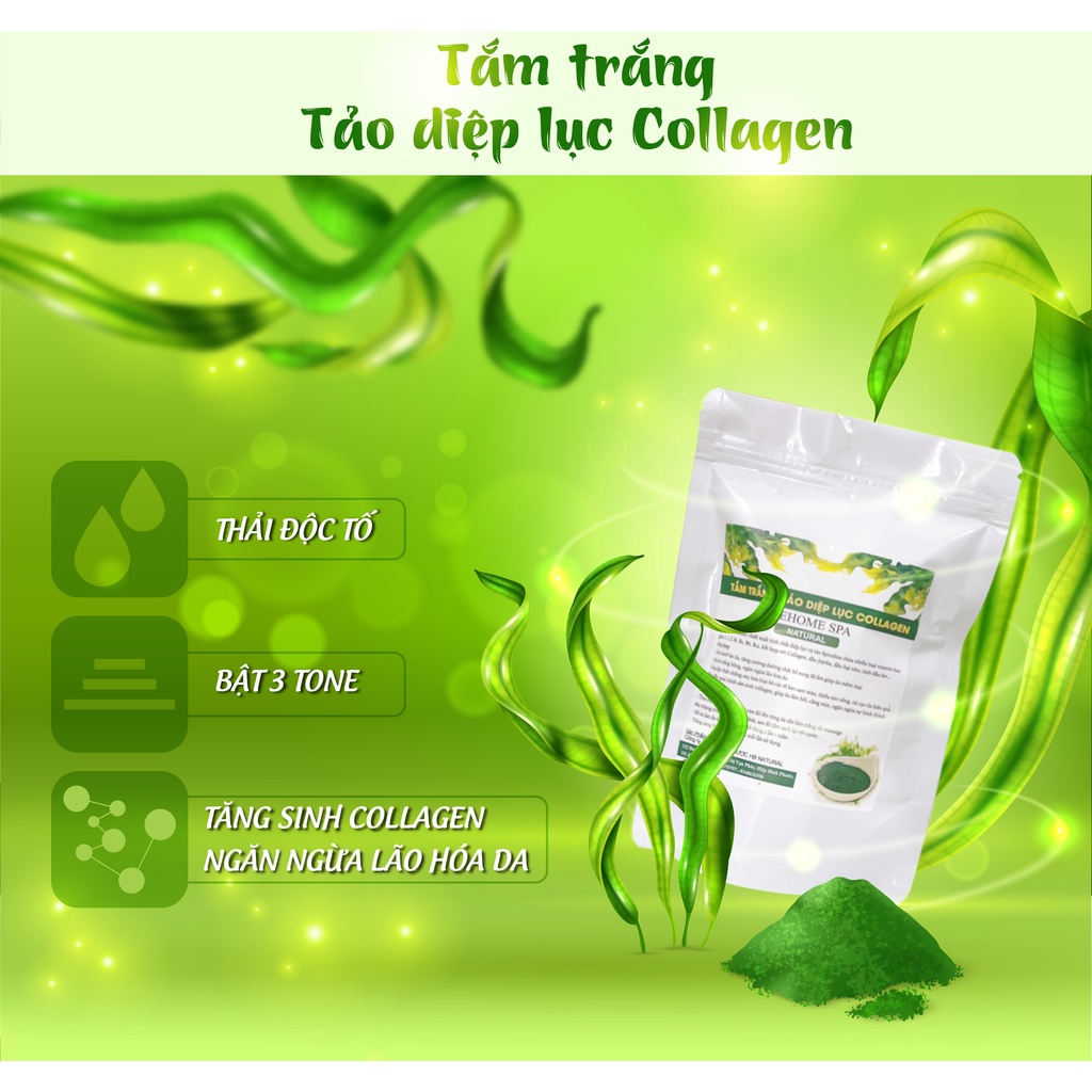 Tắm trắng tảo diệp lục Collagen Behomespa, thảo mộc dưỡng trắng body, trắng bật tone mềm mịn.