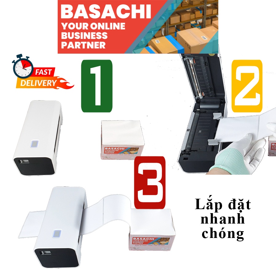 Giấy In Nhiệt BASACHI decal nhiệt tem nhiệt tự dính hóa đơn A7  cho máy in nhiệt