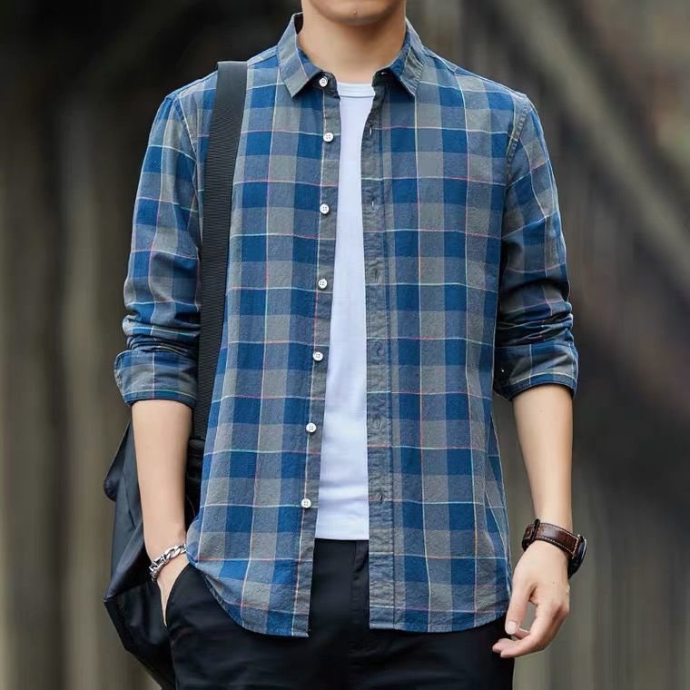 Áo Sơ Mi Cotton Lụa Lạnh Tay Dài Dáng Ôm Thời Trang Nam Giới