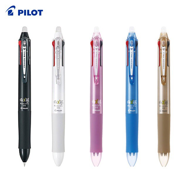 Bút bi xóa được Pilot Frixion Nhật Bản 4 ruột màu đen, đỏ , xanh lá, xanh biển