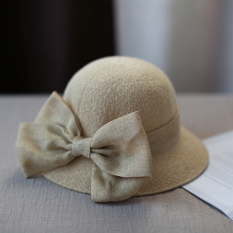 Fashionable bow-tie sun-resistant fabric hat for women