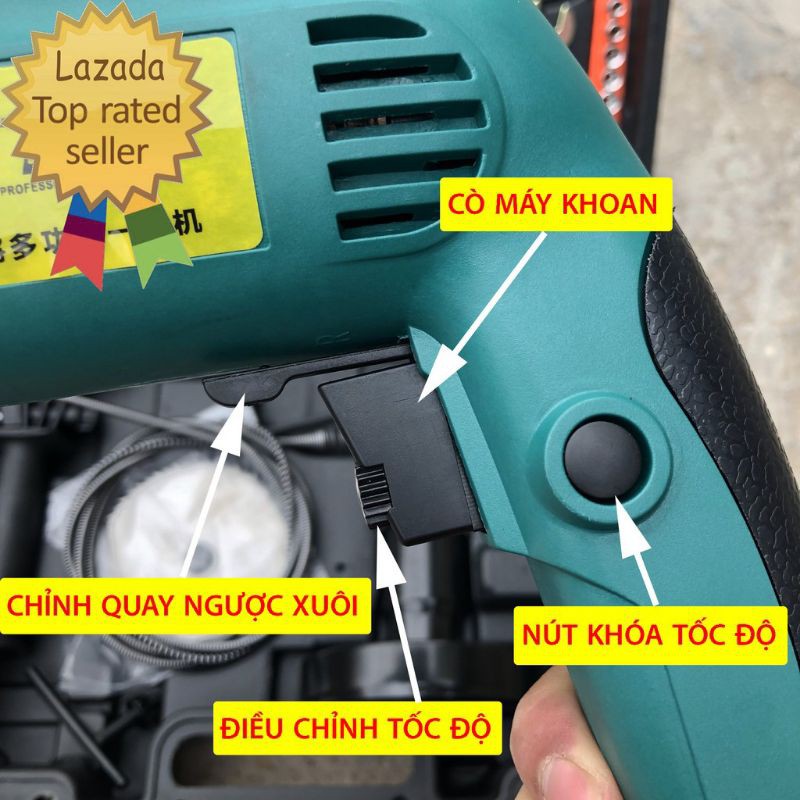 Bộ máy khoan 2000w Công suất khủng - Khoan tường đa năng, khoan bê tông, khoan gỗ, khoan sắt CÓ BÚA