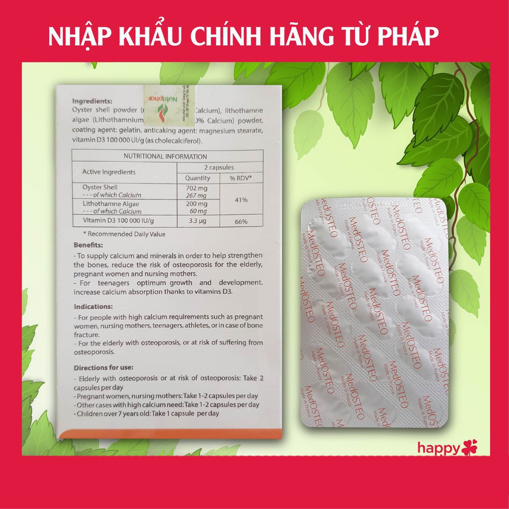 Calci Viên uống Medosteo - thực phẩm cho người có nhu cầu bổ sung Canxi cao