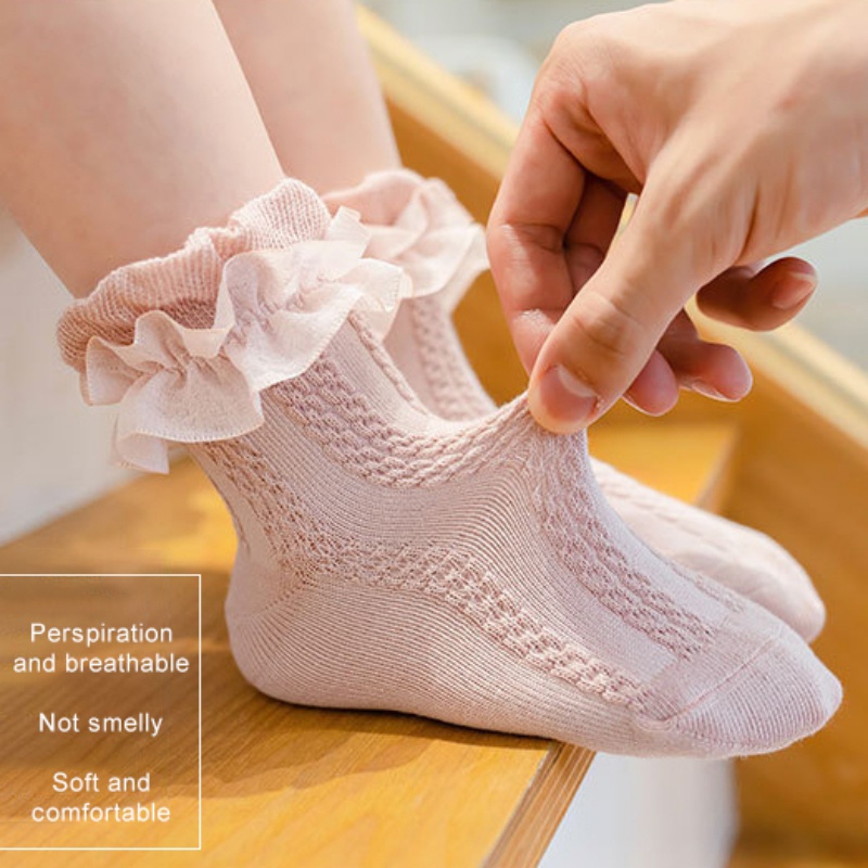 Vớ cotton phối ren kiểu công chúa xinh xắn cho bé gái