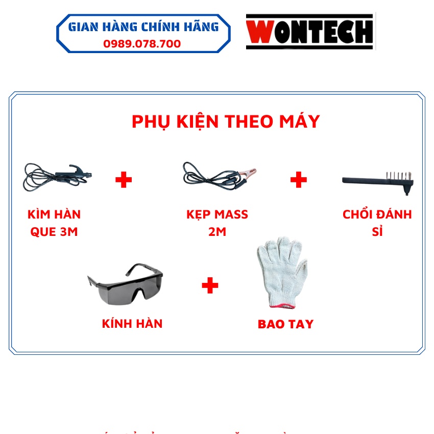 Máy hàn mini Wontech MMA 200I điện tử nhỏ gọn bắt mối hàn nhanh chuyên 2.5-3.2ly