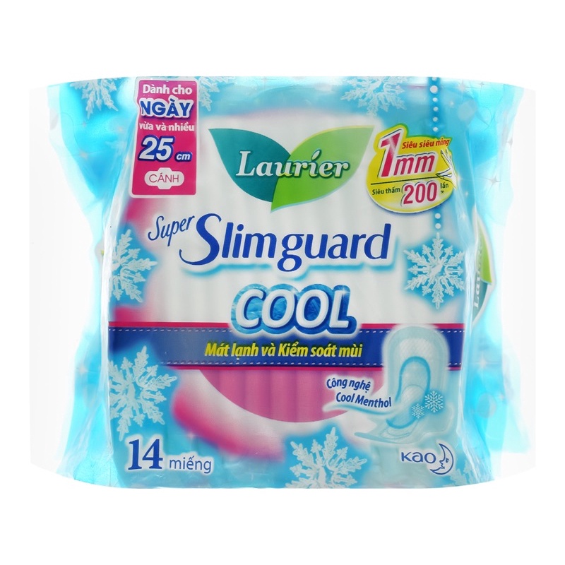 BĂNG VỆ SINH LAURIER SUPER SLIMGUARD COOL 25CM 14 MIẾNG