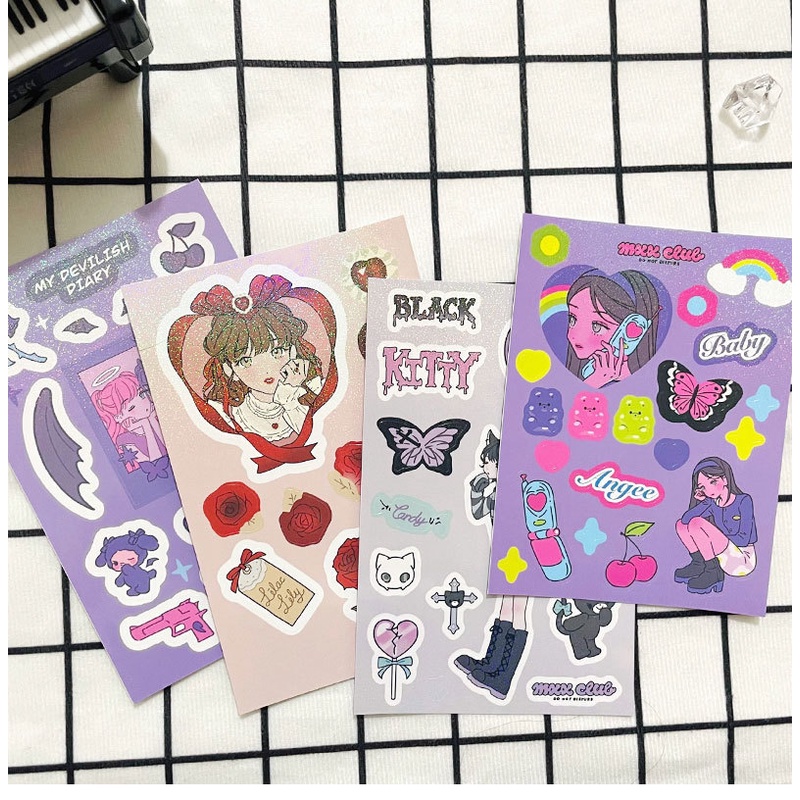 Peach 1Pcs Cute phone lover figure sticker Journal Scrapbook Decor Sticker