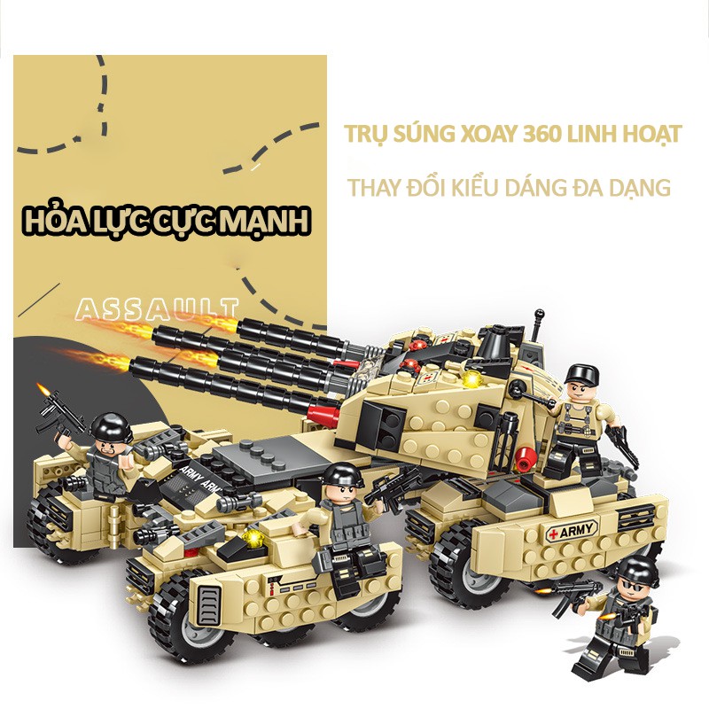 Đồ chơi lắp ráp Xe Tăng WAR DEFENSE XT782 chi tiết, Xếp hình Xe bọc thép / Máy Bay / Xe Quân Sự đặc biệt