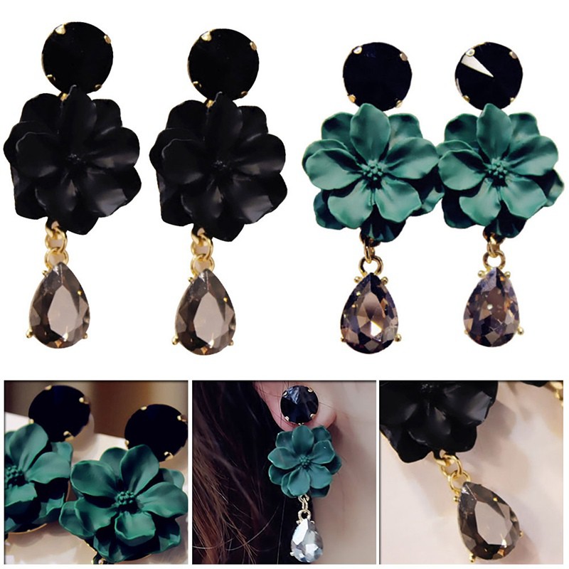 Khuyên tai nữ hình nhẫn đính đá phong cách vintage