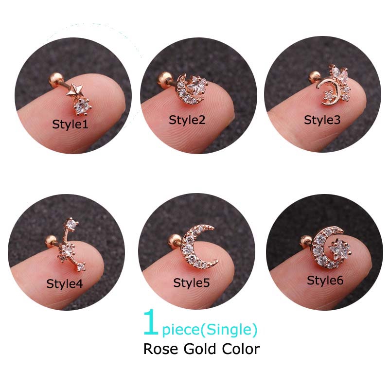 1 chiếc khuyên tai thép không gỉ 6mm 20g
