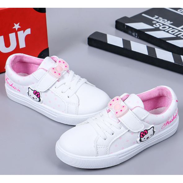 Giày bé gái Hello Kitty xinh xắn kiểu quai dán dễ đi BG10- TRẮNG