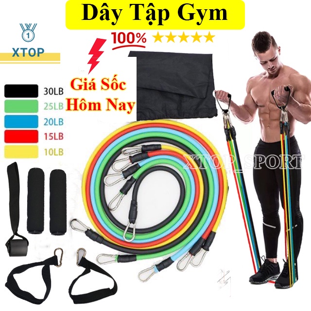 [HOT] Dây Ngũ Sắc Tập Gym Đa Năng Full Body - Dây Kháng Lực Tập Gym, Dụng Cụ Tập Gym Tại Nhà