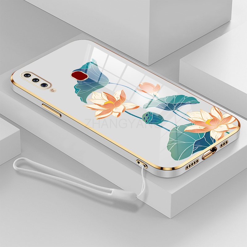 ốp lưng Samsung a20s ốp điện thoại Samsung a20s Ốp Điện Thoại TPU Dẻo Mạ Màu Họa Tiết Hoa Sen Sang Trọng