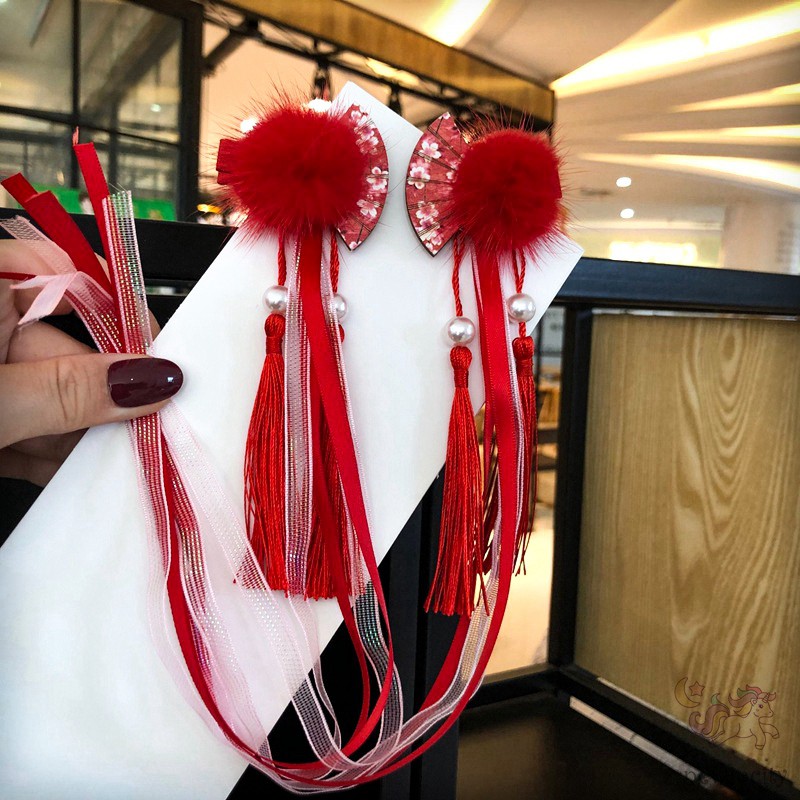 Kẹp Tóc Tua Rua Phong Cách Trung Hoa Cho Bé Gái