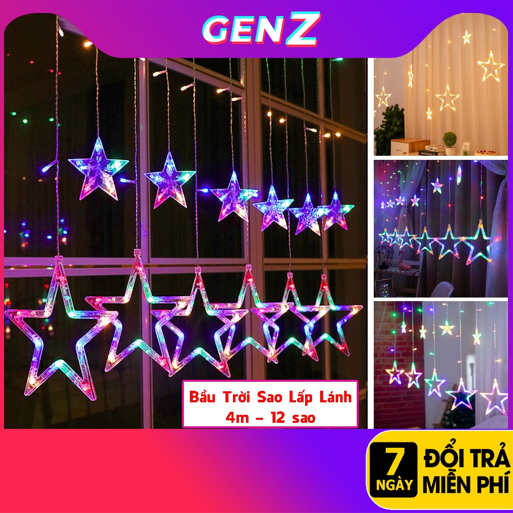 Đèn Led Trang Trí Ngôi Sao 7 màu Đèn Nháy Mành 4M 12 Sao ⚡𝗖𝗵𝗼̂́𝗻𝗴 𝗧𝗵𝗮̂́𝗺 𝗡𝘂̛𝗼̛́𝗰⚡ - Đèn Thả Mành, Đèn trang trí cực đẹp