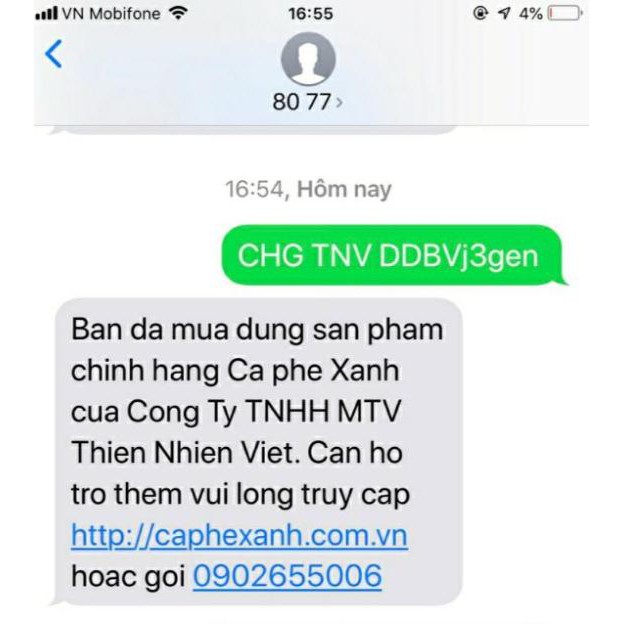 Combo 10 hộp Cà Phê Xanh 10 gói tem chính hãng