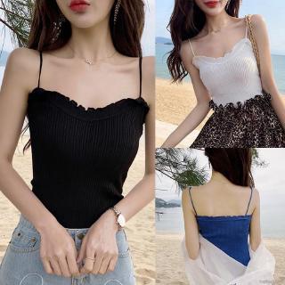 Áo thun gân hai dây nhún bèo thời trang cho nữ