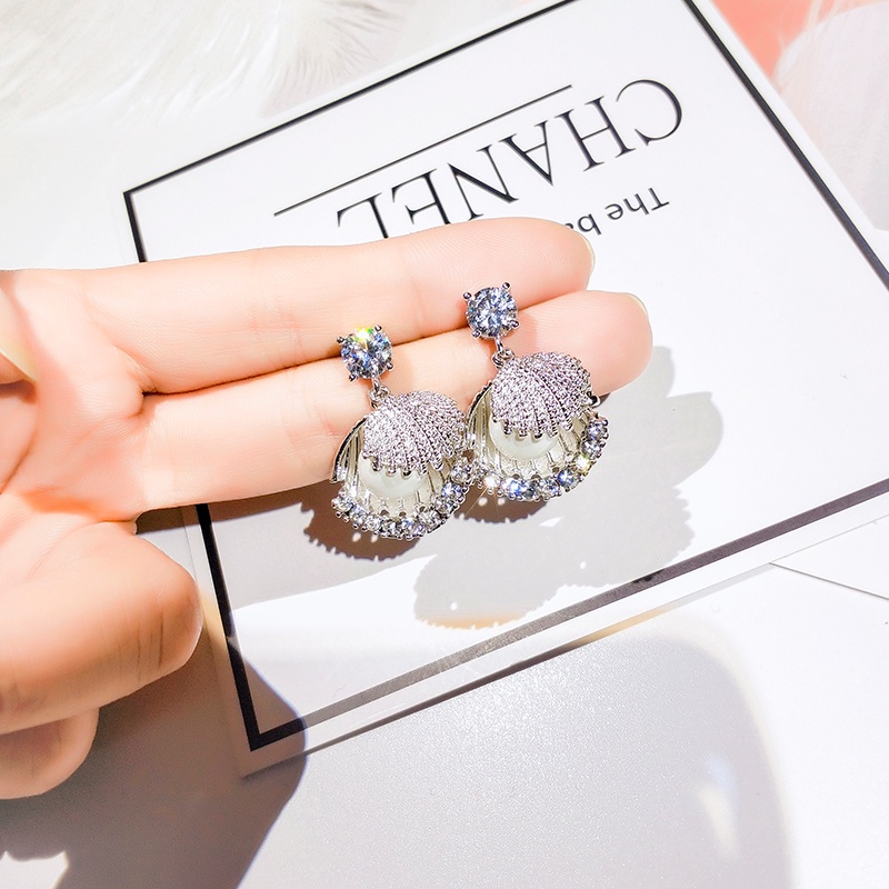 [Jiudolan] Khuyên Tai Đính Kim Cương Ngọc Trai Thanh Lịch Thời Trang Hàn Quốc Cho Nữ
