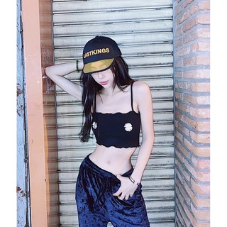 Áo croptop 2 dây thêu hoa cúc 2 bên cực xinh, áo 2 dây