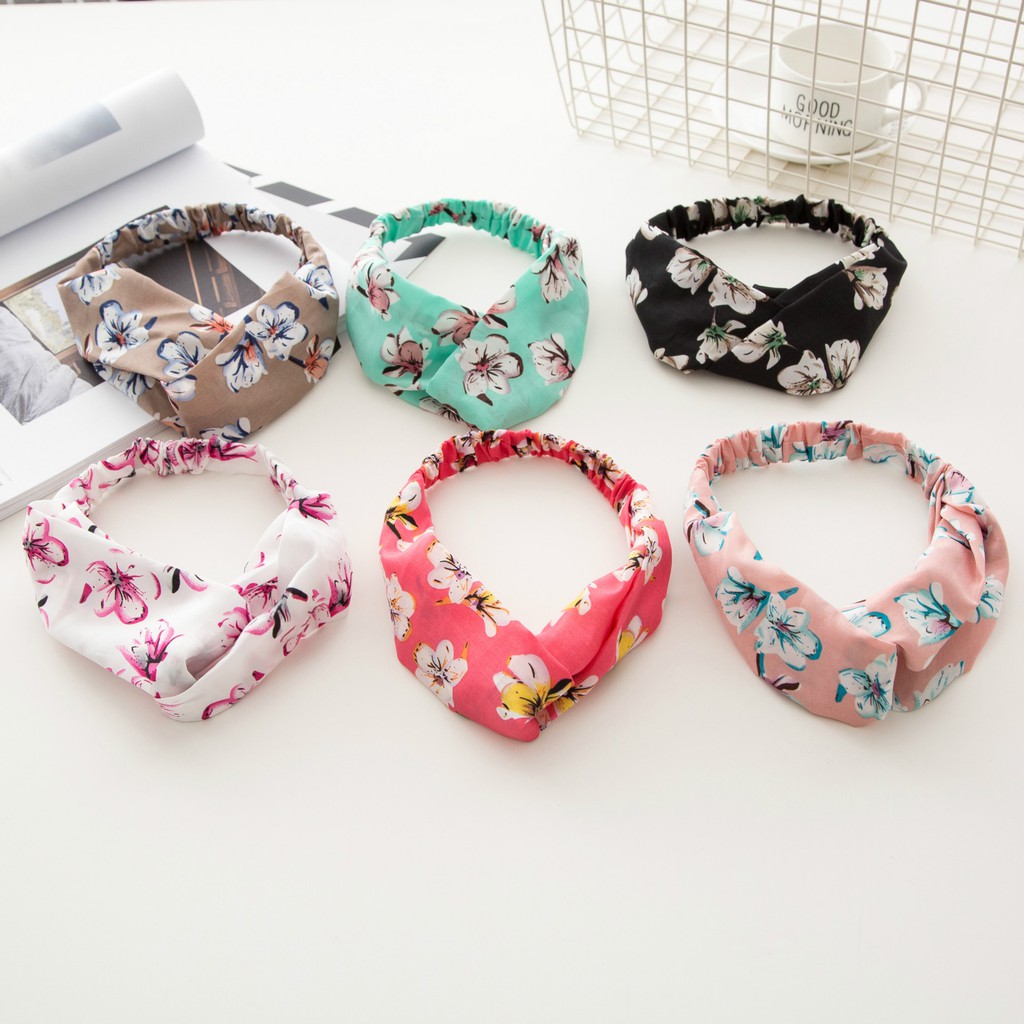 Khăn turban Băng đô kẻ dọc bờm tóc kẻ ngang quấn cài đầu vải họa tiết hoa phong cách hàn quốc cá tính