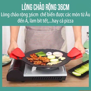 Chảo Đá Nướng Thịt Kiểu Hàn Quốc Ecoramic, Vỉ Nướng BBQ Chống Dính Không Cần Dầu Size 34cm Hàng Chính Hãng