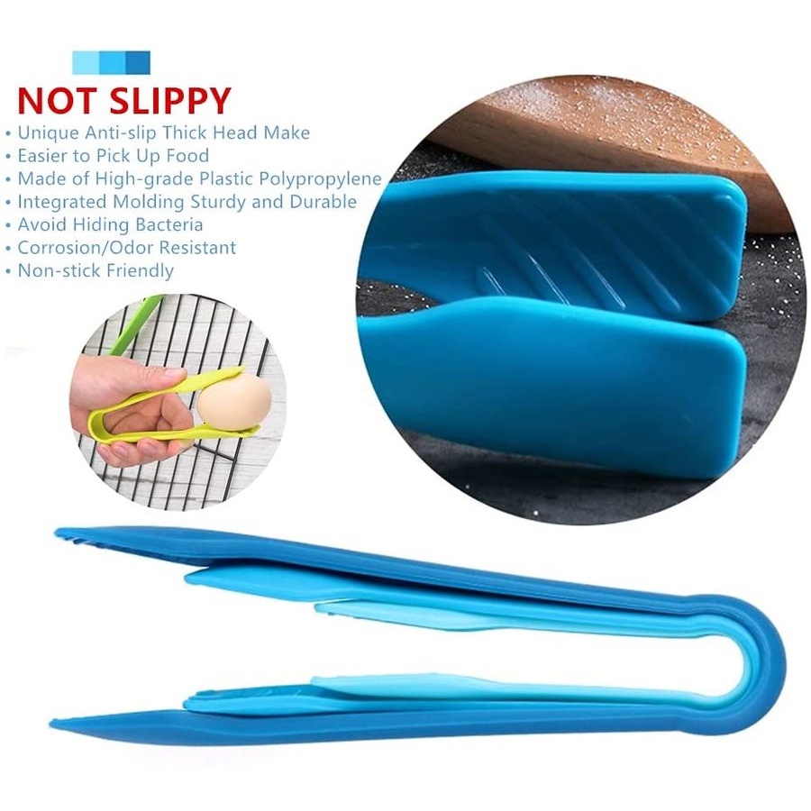 Set 3 cái kẹp lưỡi gắp thức ăn PP silicone chống trượt tiện lợi