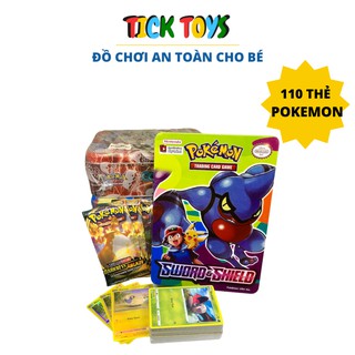 HỘP SẮT 110 THẺ BÀI POKEMON - HỘP CHỮ NHẬT DẸT