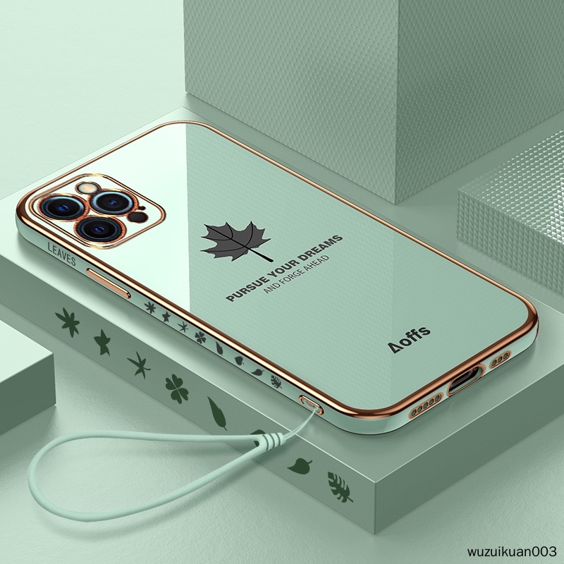 Ốp Điện Thoại Mềm Họa Tiết Lá Phong Có Dây Đeo Cho IPhone 12 Pro Max 12 Pro 12 Mini 11 Pro Max 11 Pro 12 11