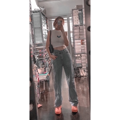[JEANS]quần bò xuông  cullot cạp cách điệu ⚡️FREESHIP EXTRA⚡️quần jean cạp khuy lệch trẻ trung năng động