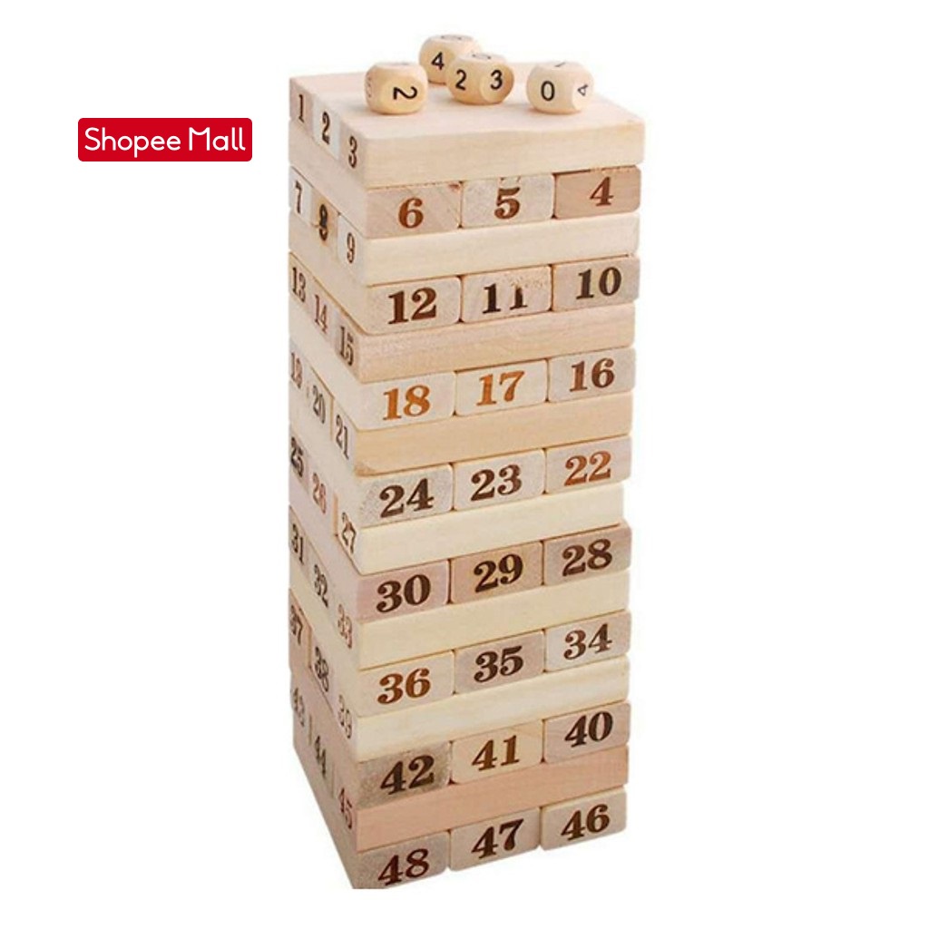 Trò Chơi Rút Gỗ Kèm Xúc Xắc Gỗ Vui Nhộn Cho Bé miDoctor - Thanh Size Nhỏ 51x17x9MM