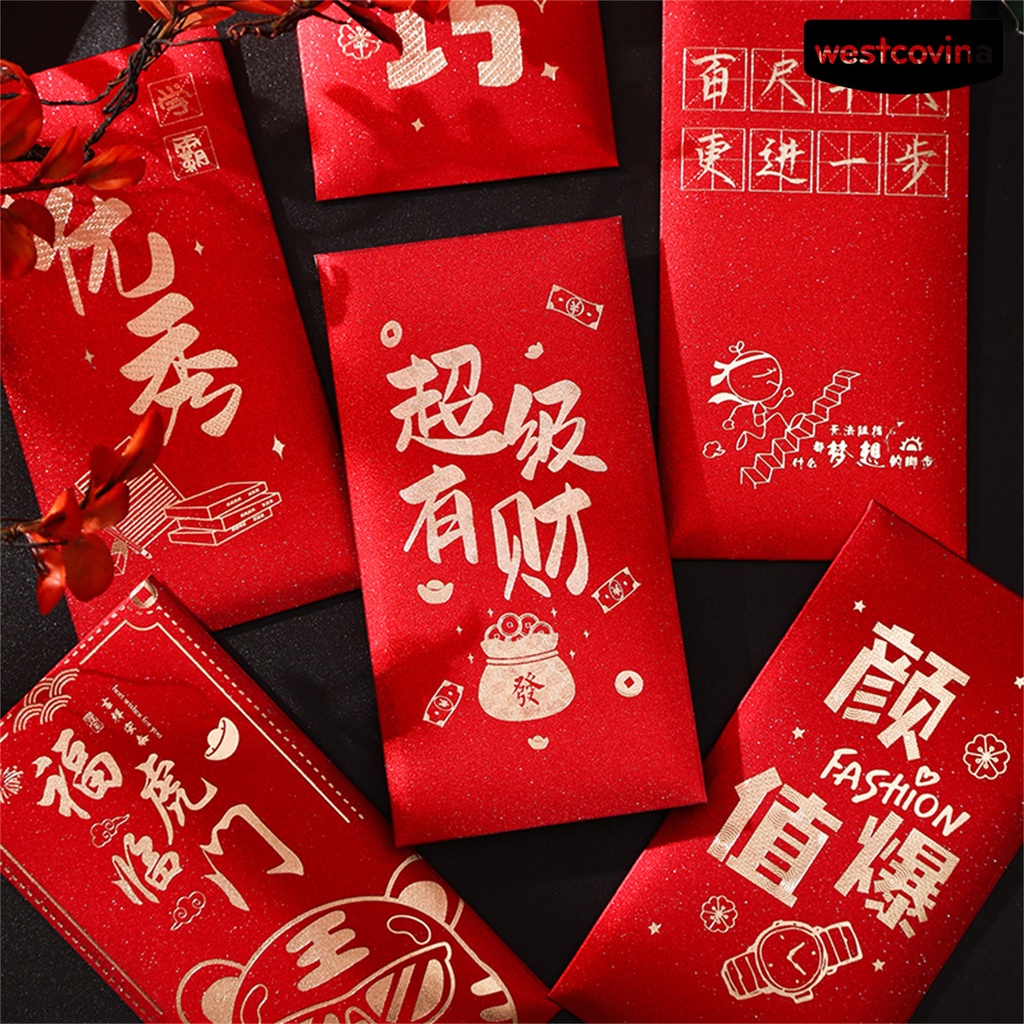 Bộ 6 bao lì xì hình hổ năm mới 2022