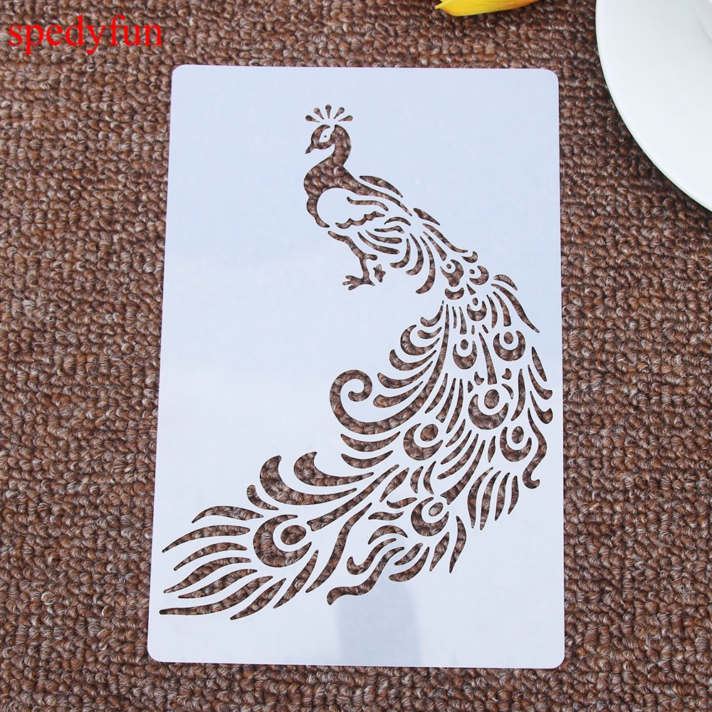 Khuôn phun sơn trang trí bánh hình chim công có thể tái sử dụng DIY