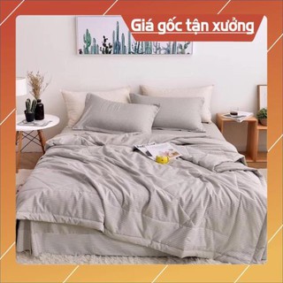 Bộ chăn ga Đũi Xuất Nhật 4 món chăn trần bông - Sét chăn ga Cotton Đũi muji Vintage