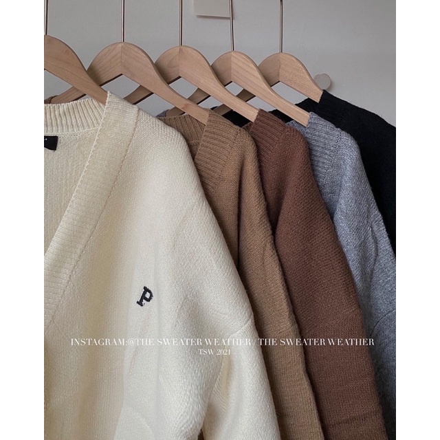 (Ảnh thật) Áo khoác cardigan len chất dày oversize thêu P the.sweaterweather TSW | BigBuy360 - bigbuy360.vn