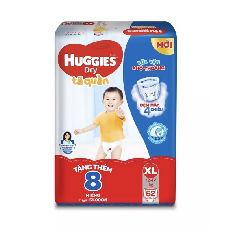 [Tặng 8 miếng] Tã quần huggies M74/ L68/ XL62/ XXL56 - M76/L68/XL62/XXL56