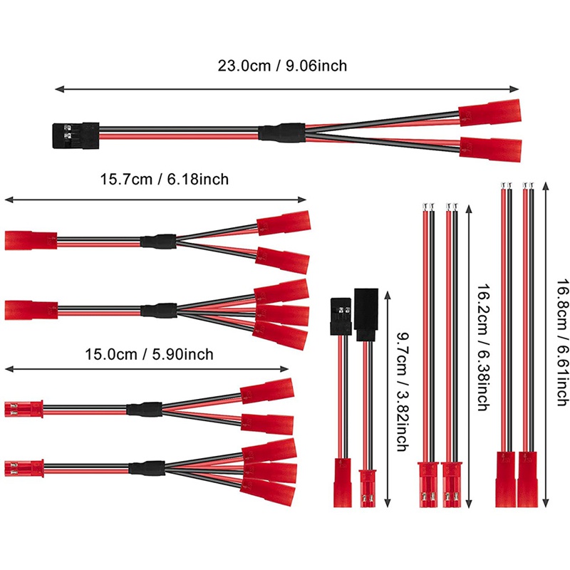 Set 11 Dây Cáp Chữ Y JST Male Female JST Sang JR Cho Mô Tơ Quạt Làm Mát Xe Hơi Điều Khiển Từ Xa Traxxas TRX-4