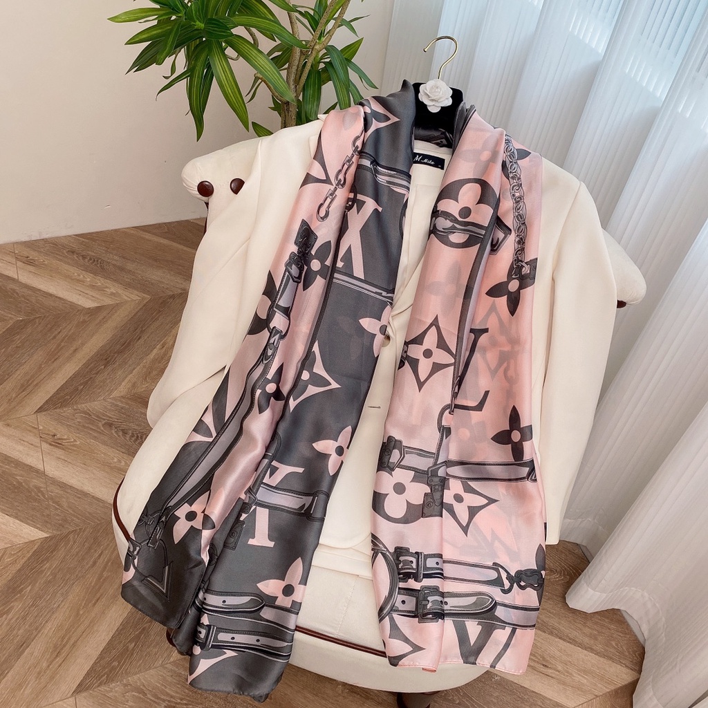 Khăn Choàng Lụa Dáng Dài Chống Nắng In Họa Tiết Cổ Điển Sang Trọng Thời Trang Đi Biển Cho Nữ