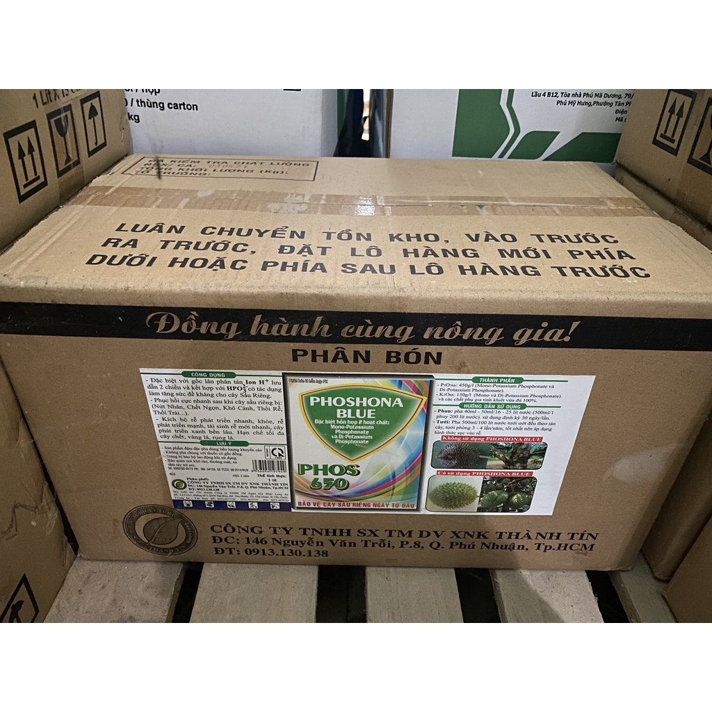 Thuốc phòng trừ nấm phytophtora trên cây tiêu và cây sầu riêng Phoshona Blue 650SL - Chai 1L