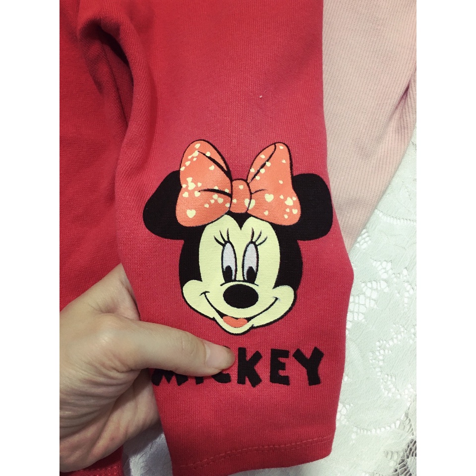 Quần Legging Bé Gái Chất Len Tăm Đẹp In Hình Mickey Cute Cho Bé 8-18kg