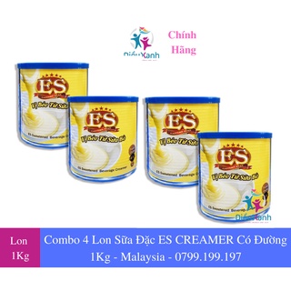 Combo 4 Lon Sữa Đặc ES Nắp Xanh Creamer Sữa đặc Malaysia nhập khẩu 1Kg