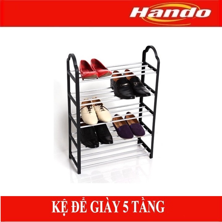 Kệ để giày dép inox 5 tầng cao cấp Hando (Đen)