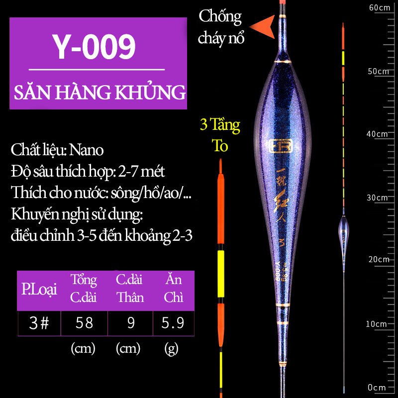 Phao Câu Đài Săn Hàng Phát Lộc Y-009 chất liệu cao cấp tăm to truyền tín hiệu nhanh nhạy HR - Đồ Câu Đại Tín