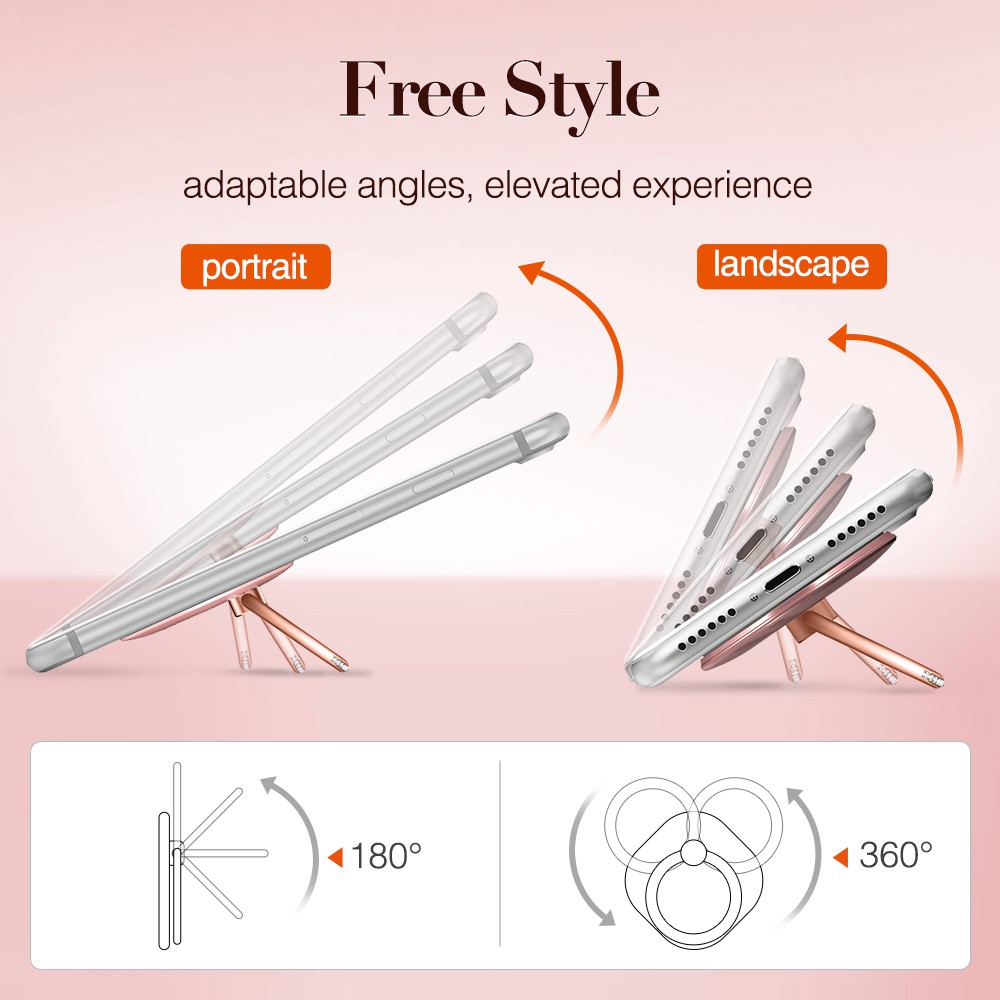 Nhẫn đỡ điện thoại ESR xoay được 360 độ đính đá pha lê nhân tạo